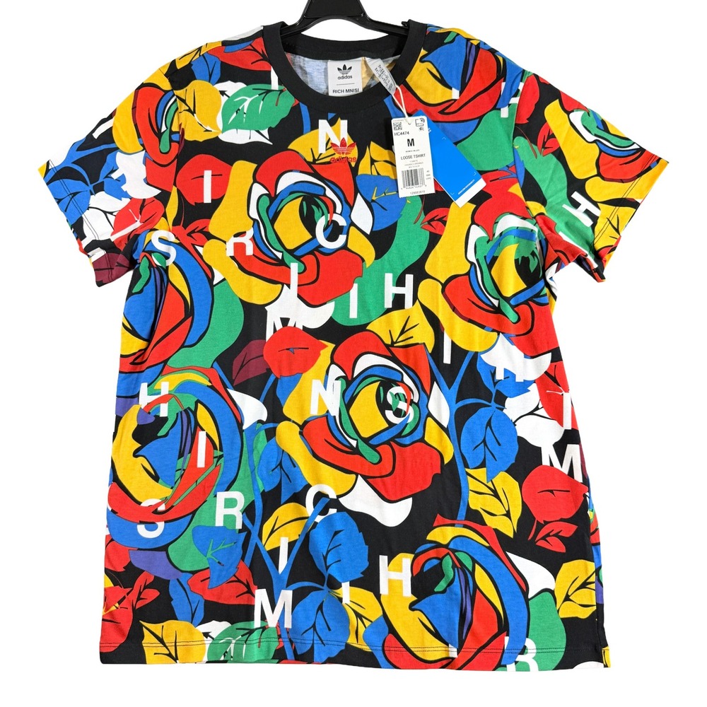 Adidas Originals x Rich Mnisi Women's Loose T-Shirt Rose Print Size M